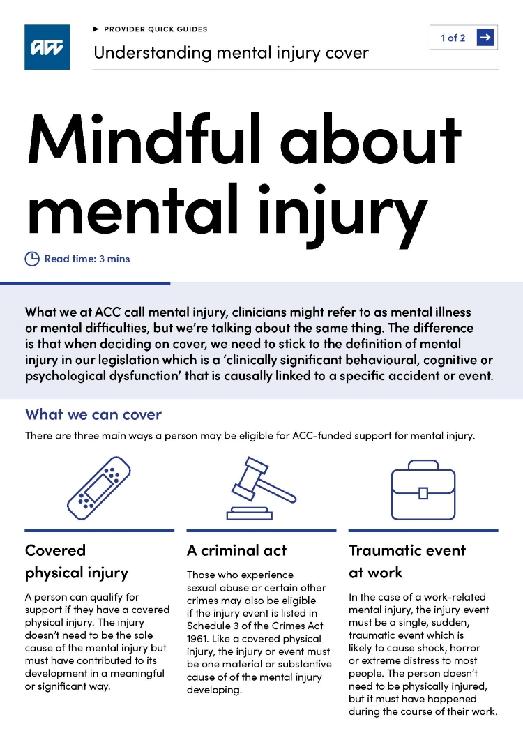 Complex cover mental injury: quick guide thumbnail Mental injury cover quick guide front page